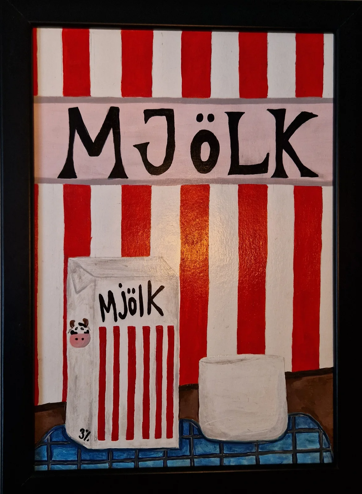 Akrylmålning Ett glas mjölk? av Linnea Eriksson
