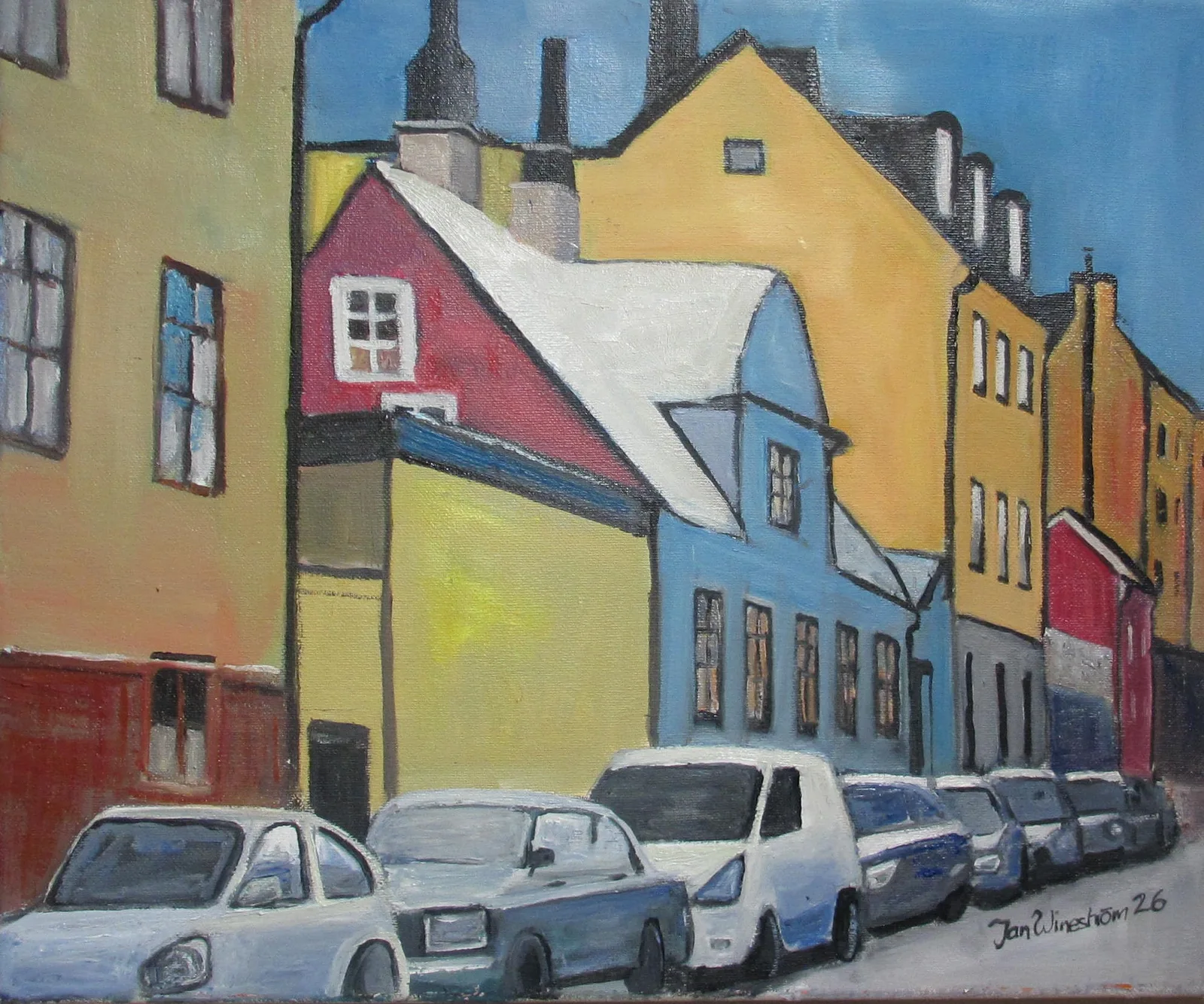 Oljemålning Fjällgatan av Jan Wineström