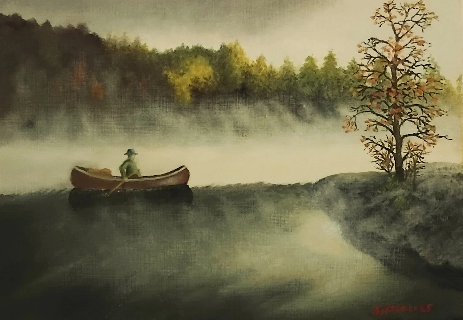 Oljemålning Kanoten av Björn Malmsten