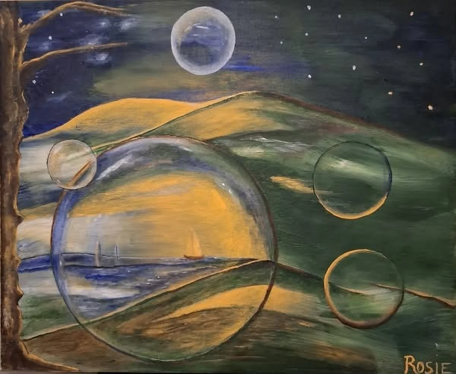 Akrylmålning Let the stillness begin av Rosie-VedicArt Nordstrand