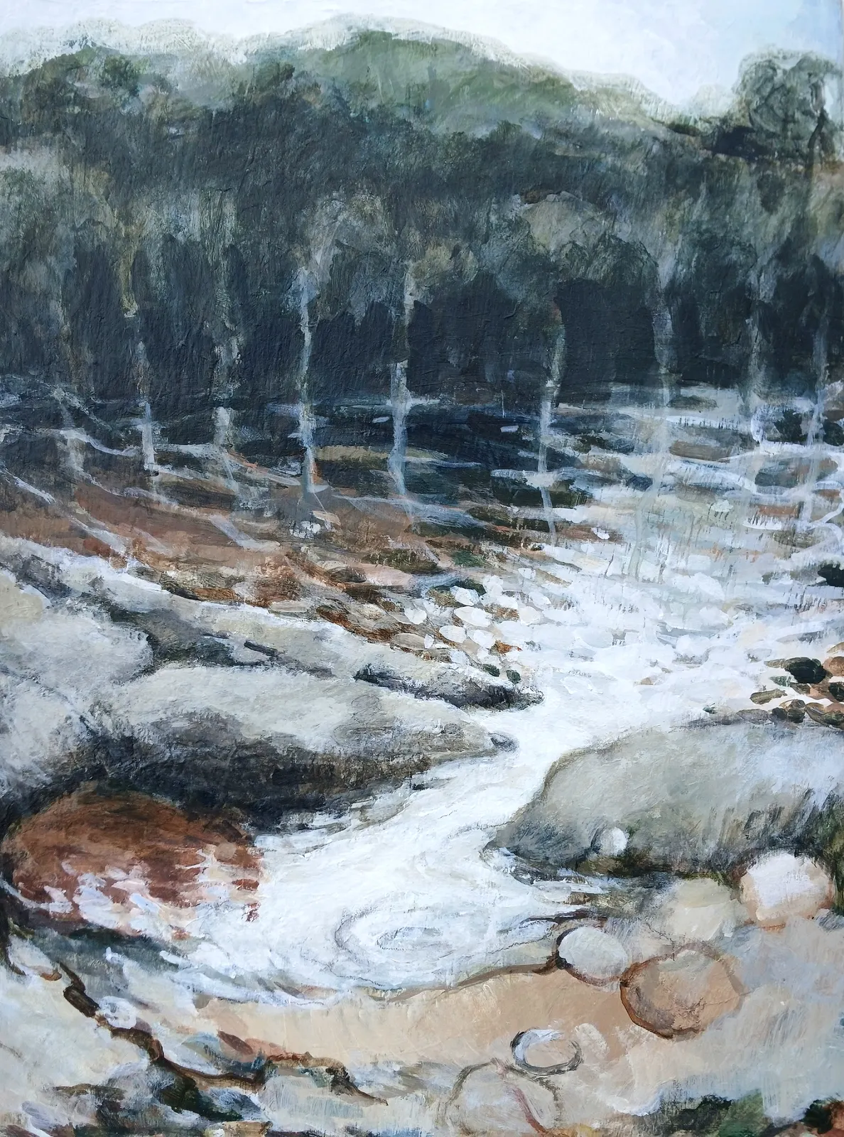 Akrylmålning Lake in the winter av Rebecca Landmér