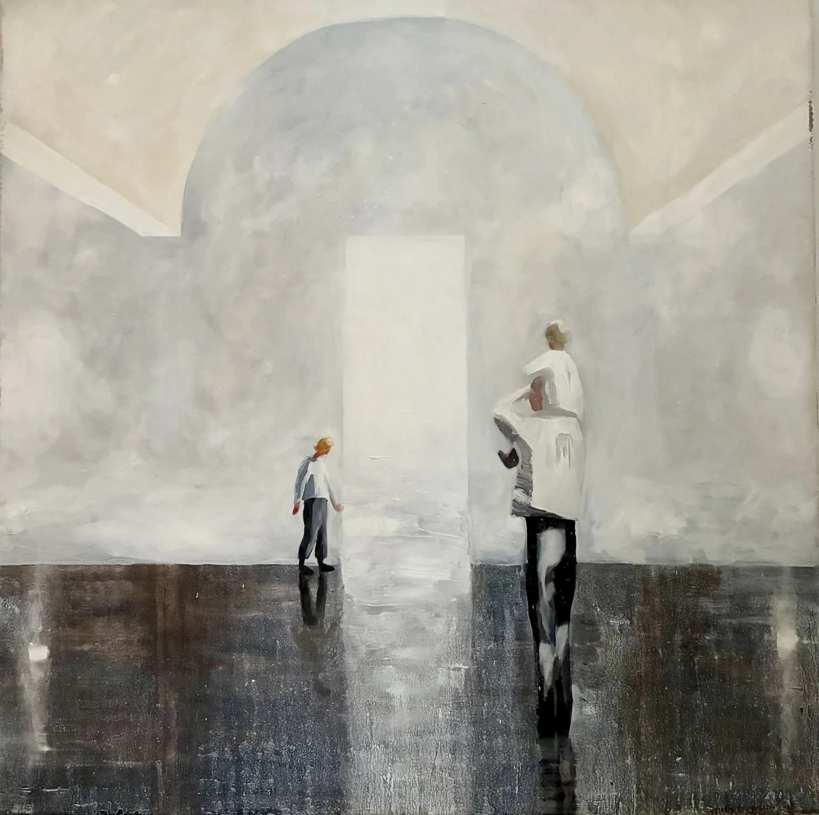 Oljemålning Ljuset i det vita galleriet av Josefin Gustafsson