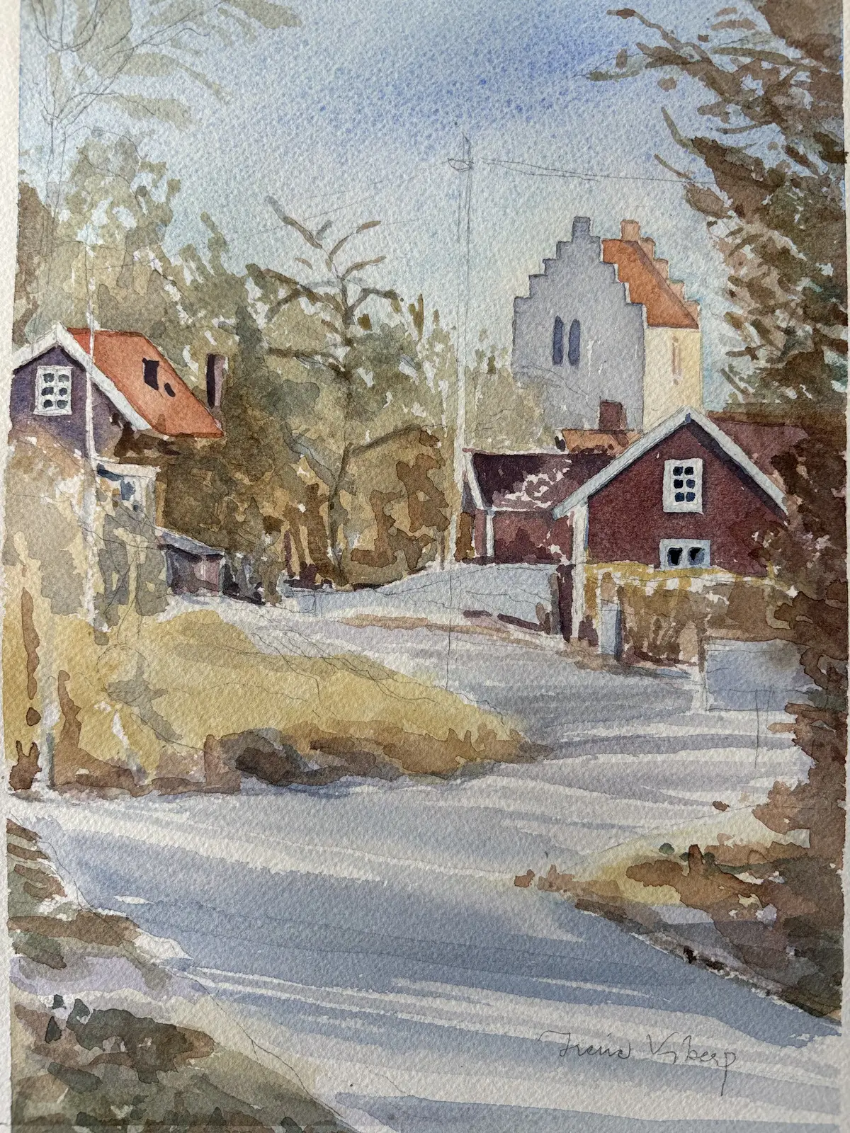 Akvarell Kristianopel av Iréne Viberg