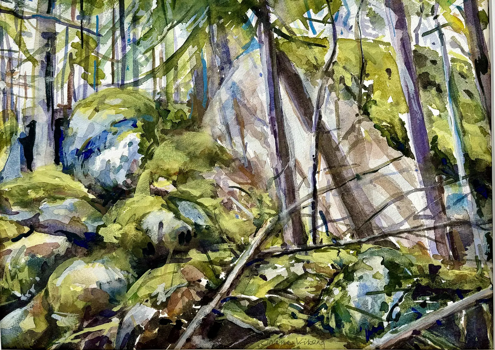 Akvarell Urskog i Rostock av Iréne Viberg