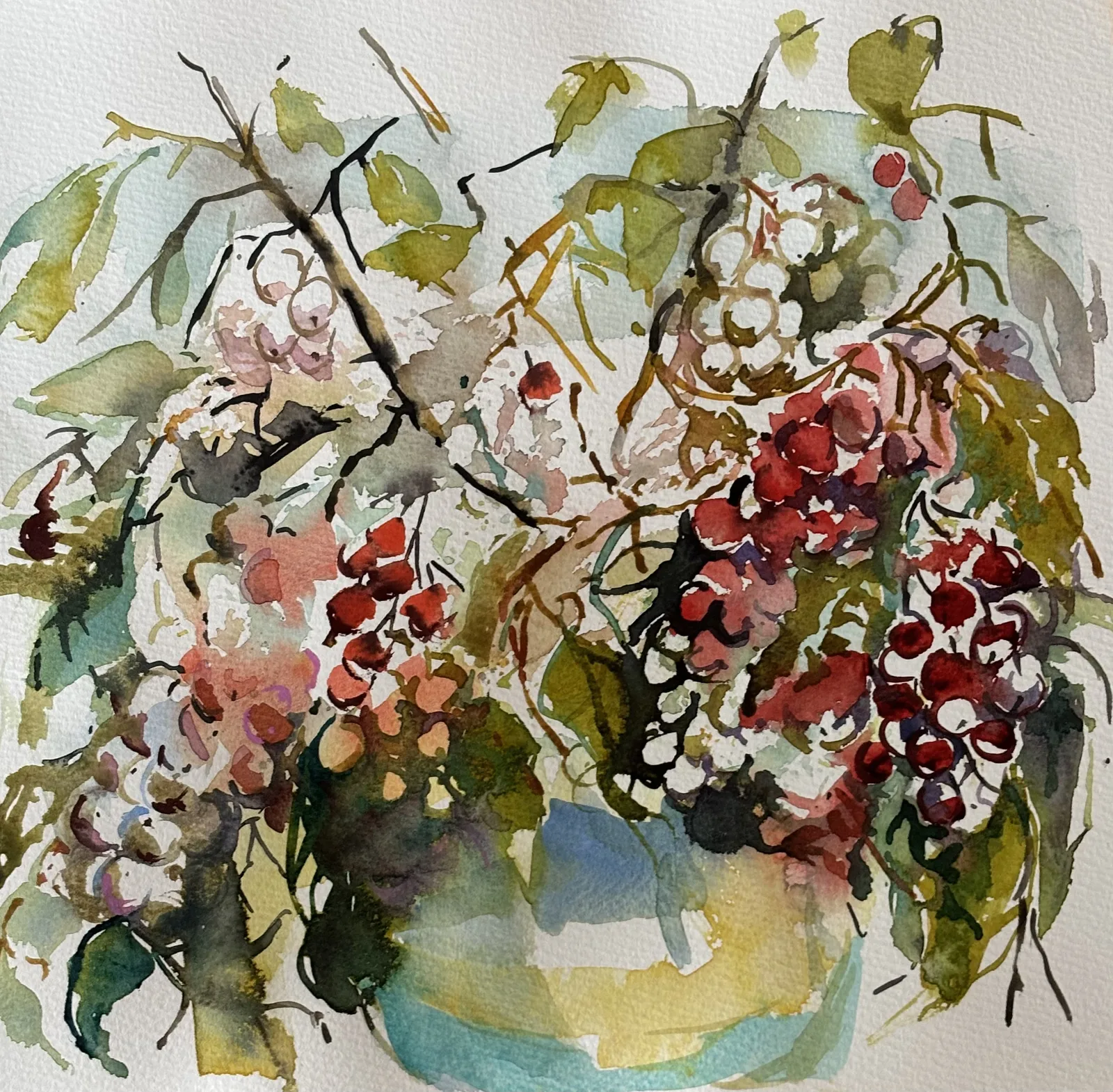 Akvarell Höstbukett av Iréne Viberg