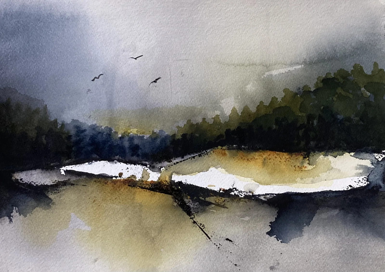 Akvarell VINTERTID av Rose-Marie Lyckebrant-Lindqvist