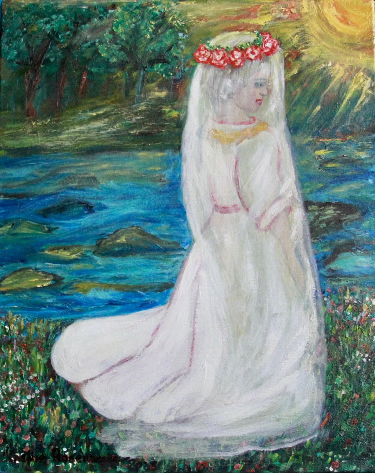 Oljemålning Brud vid Solens Åker av Kristina Rosenbecker