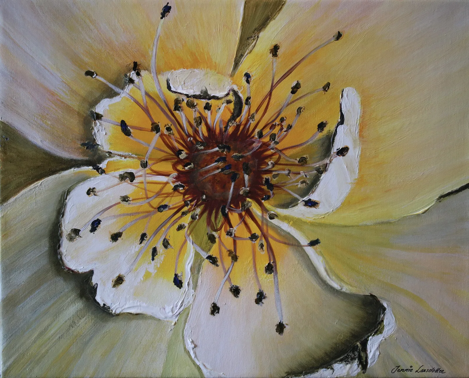 Akrylmålning Maigold rose av Jennie Larsdotter