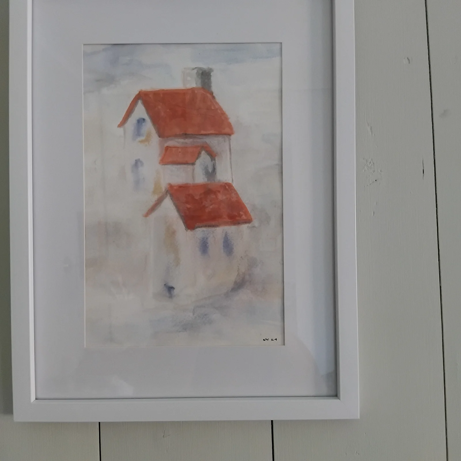 Akvarell Husen av Sol-Britt Nygård