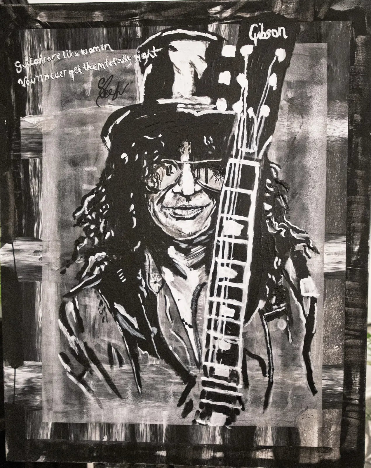 Akrylmålning Guitars are like women. You’ll never get them totally right. av Jonas Kihlman