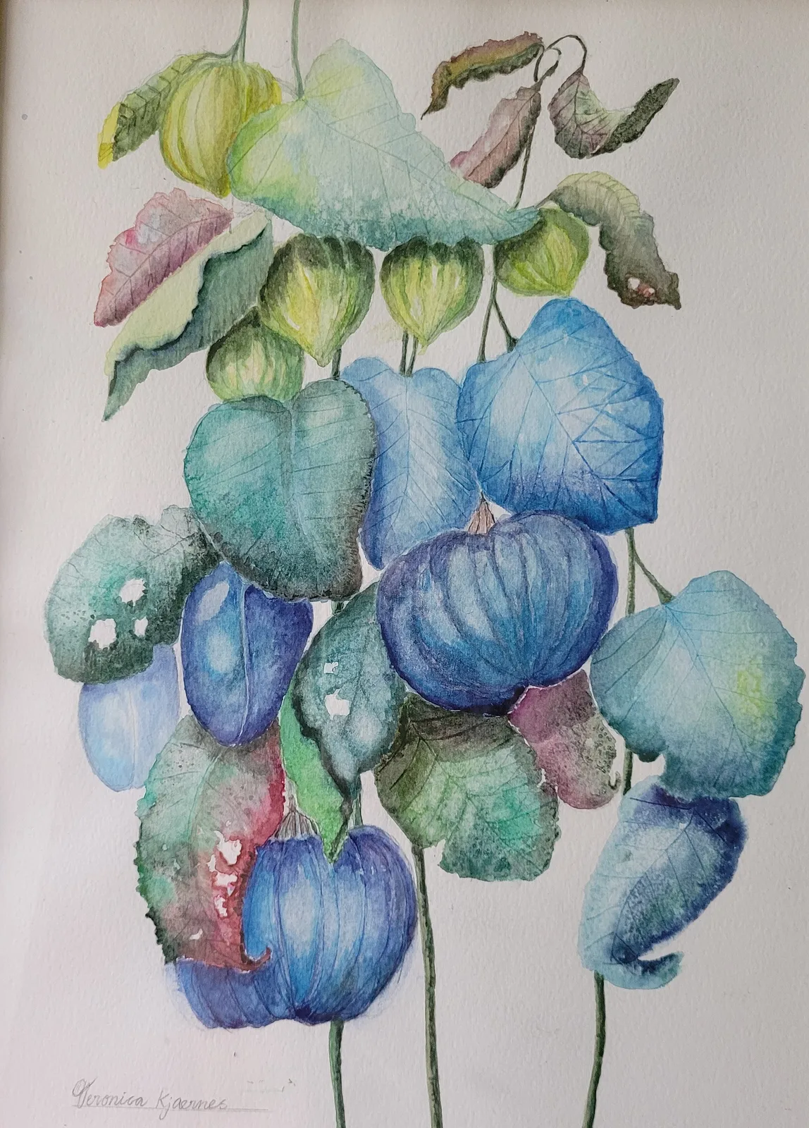 Akvarell Trädgårdslycka av Veronica Kjaernes