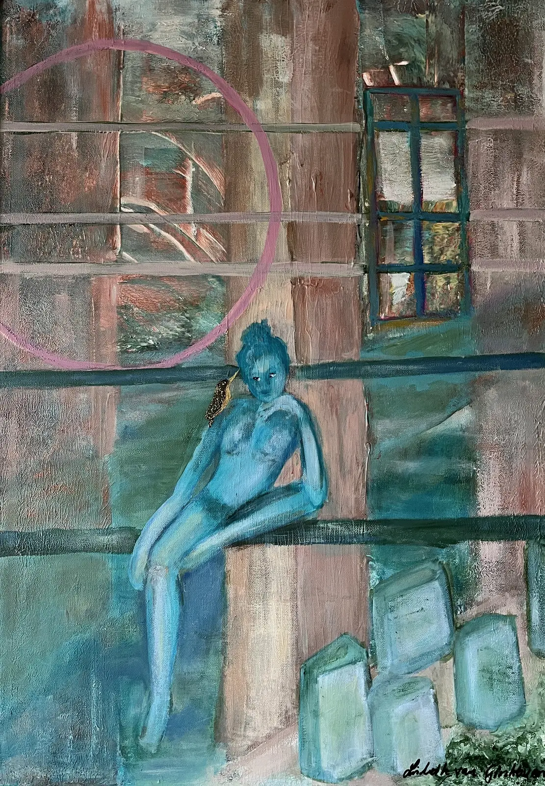 Akrylmålning Tyst dialog av Lisbeth van Ginhoven