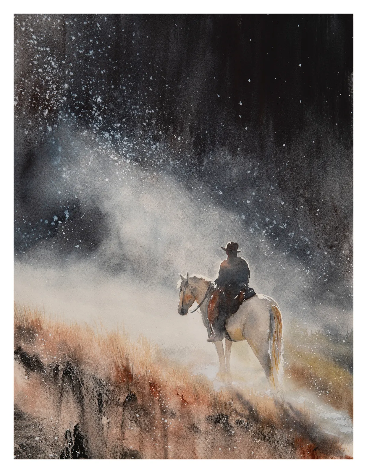 Akvarell Lone rider av Mattias Norén