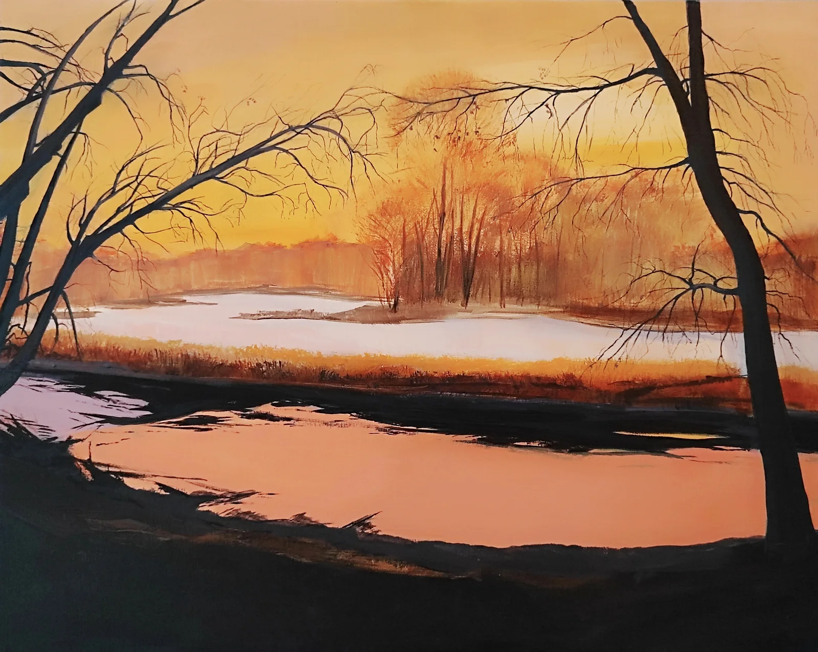 Akrylmålning Indalsälvens ljus* av Ola Arven