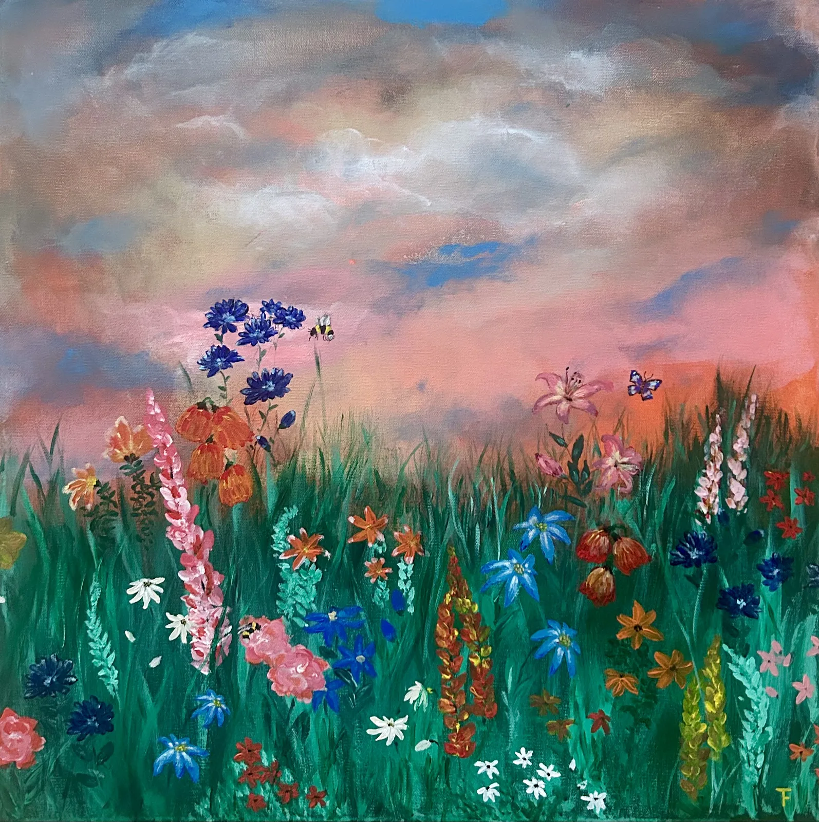 Akrylmålning Där sommaren vilar av Tina Fornbrandt