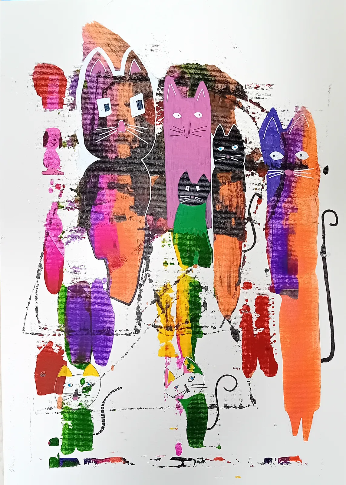 Akrylmålning Katter av Markus Foth Nilsson