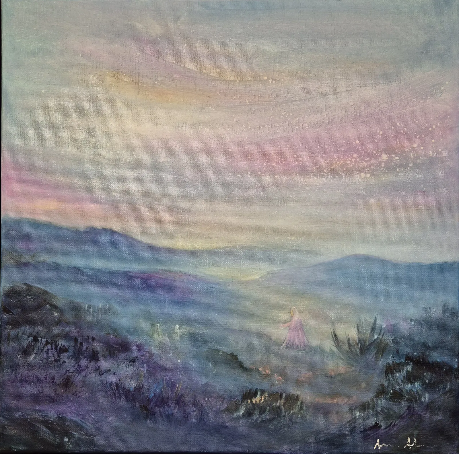 Akrylmålning Fairies av Annica Andersson