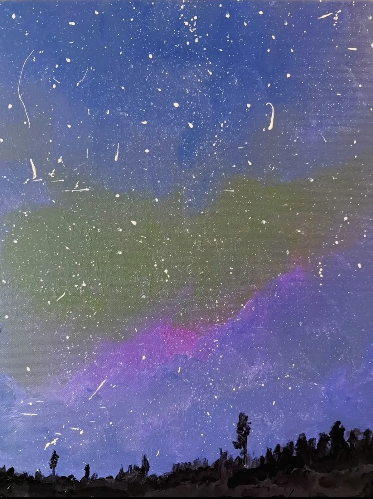 Akrylmålning Norrsken av Little Lee