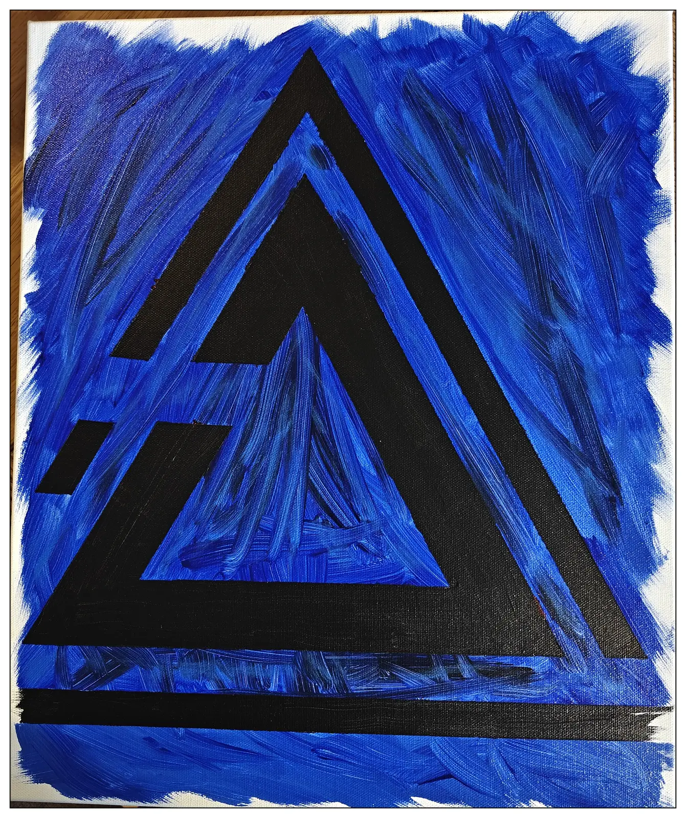 Akrylmålning Blå med trianglar av Ulf Lager