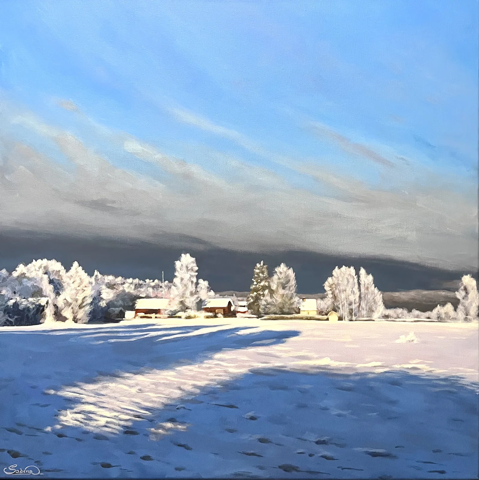 Akrylmålning Vintervy av Sabina Dalberg