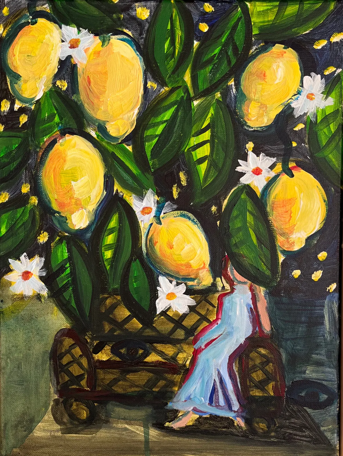 Akrylmålning Citronhimmel av Elisa Pålsson