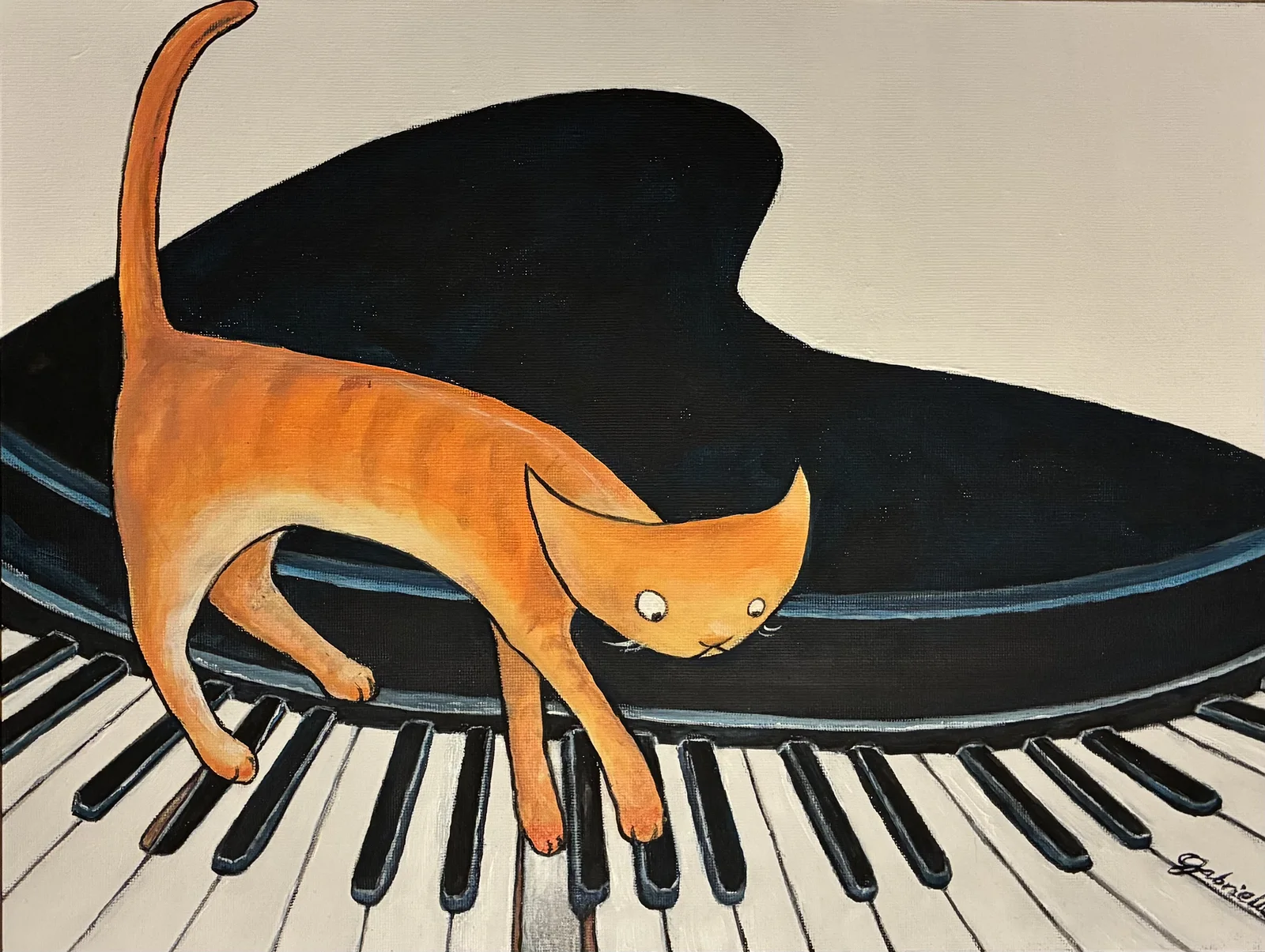 Akrylmålning Kattens fuga av Gabrielle van der Wal