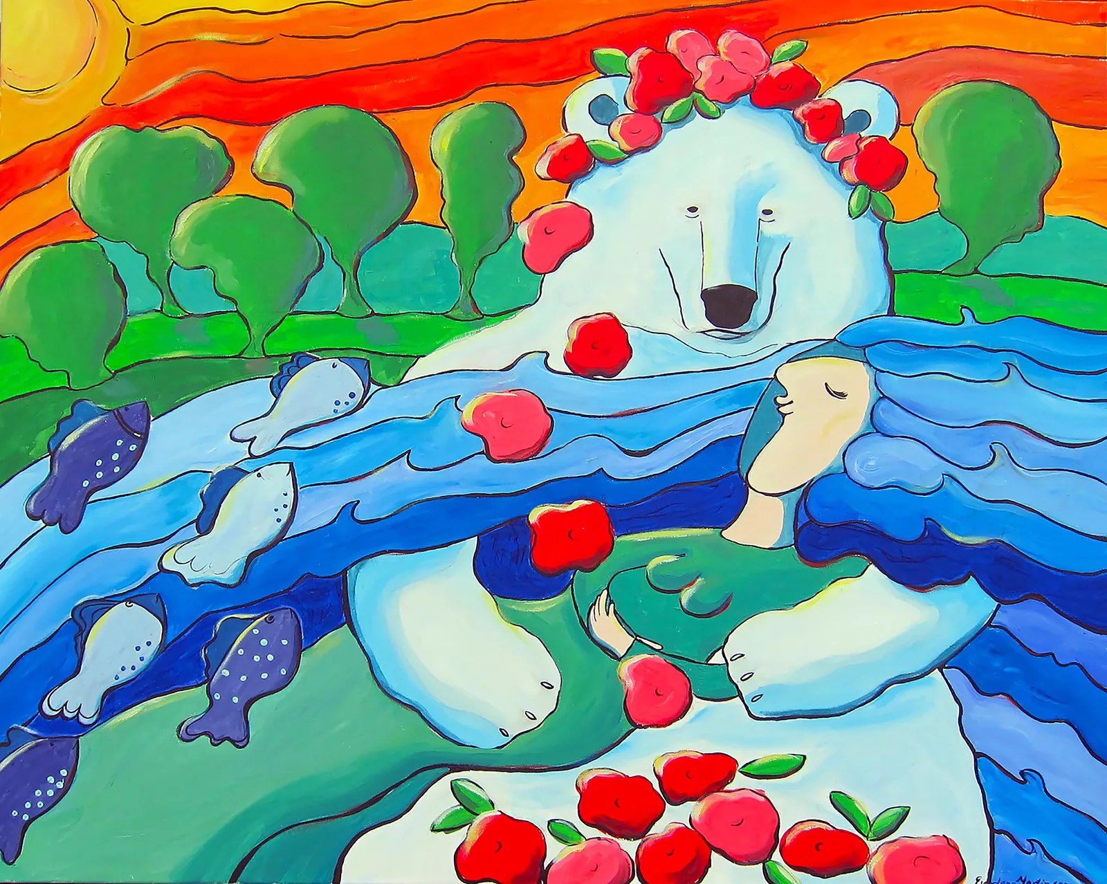 Akrylmålning Safe in Your Arms av Eva-Lena Martinsson