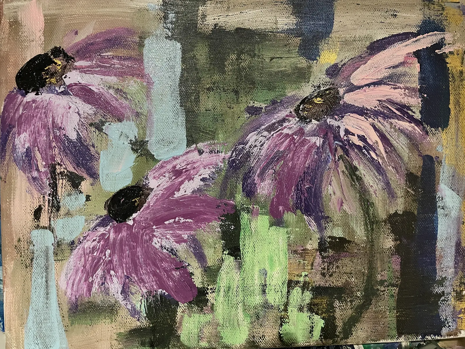Akrylmålning Tre blommor av Madelene Granath
