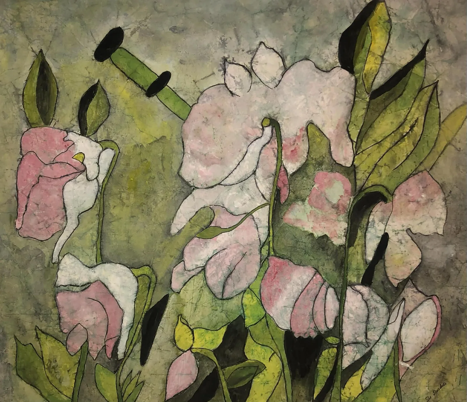 Rosa Liljor #2, inglasad med ram av Siv Sundell