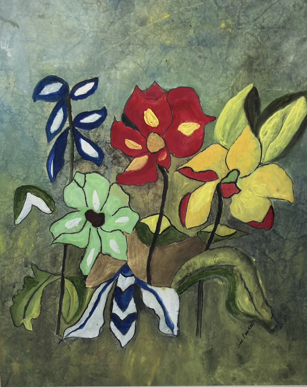 Liten blomsterprakt, inkl. passepartout av Siv Sundell