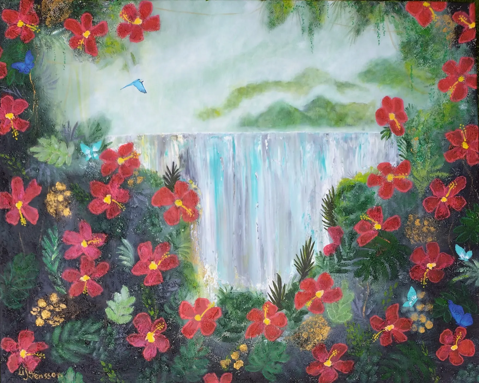 Akrylmålning "Window of the rainforest! av Lisa Svensson