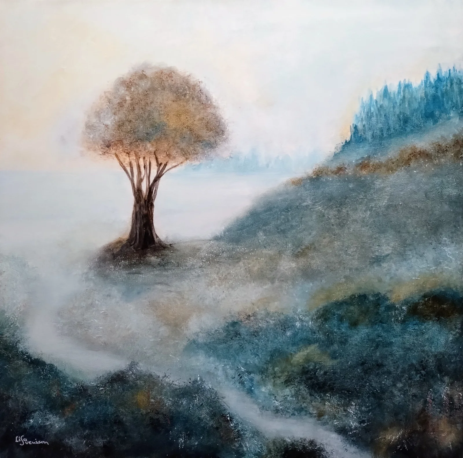 Akrylmålning Golden glow av Lisa Svensson