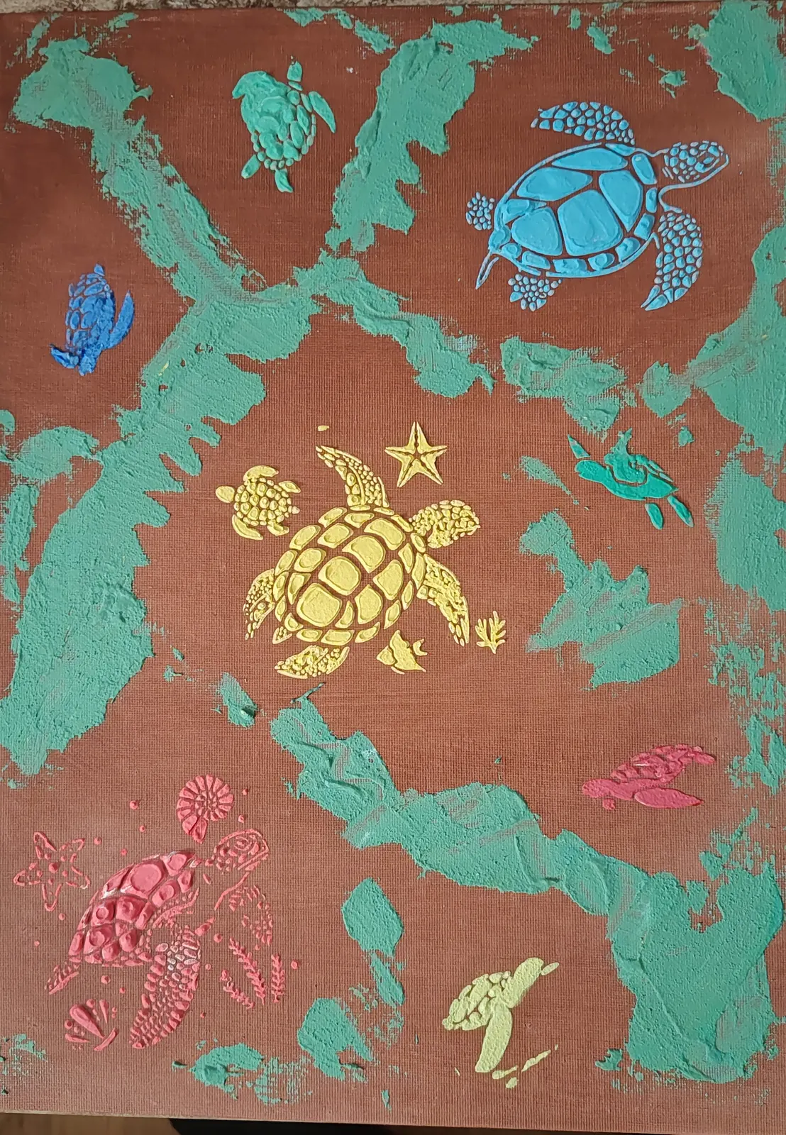 Akrylmålning Sea turtles av Biljana Teletina