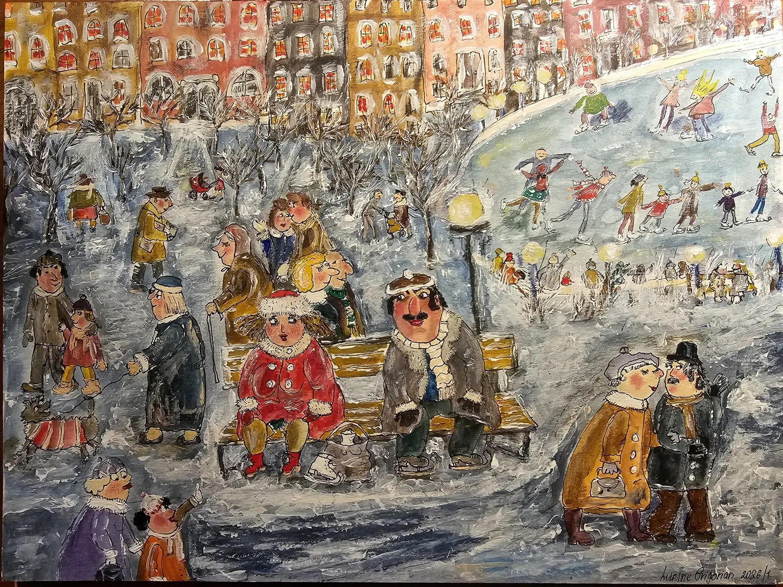 Akrylmålning Får man bjuda på kaffe? av Lousine Grigorian