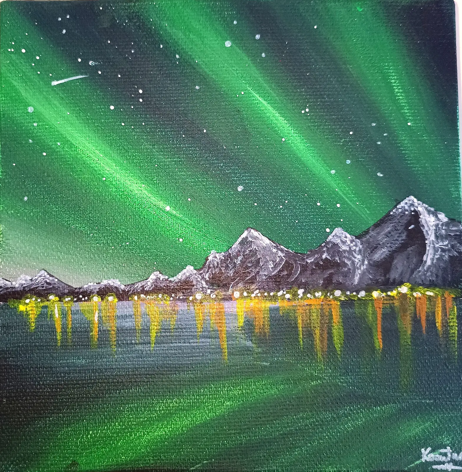 Akrylmålning Celestial Aurora av Kaoutar EL Karfi