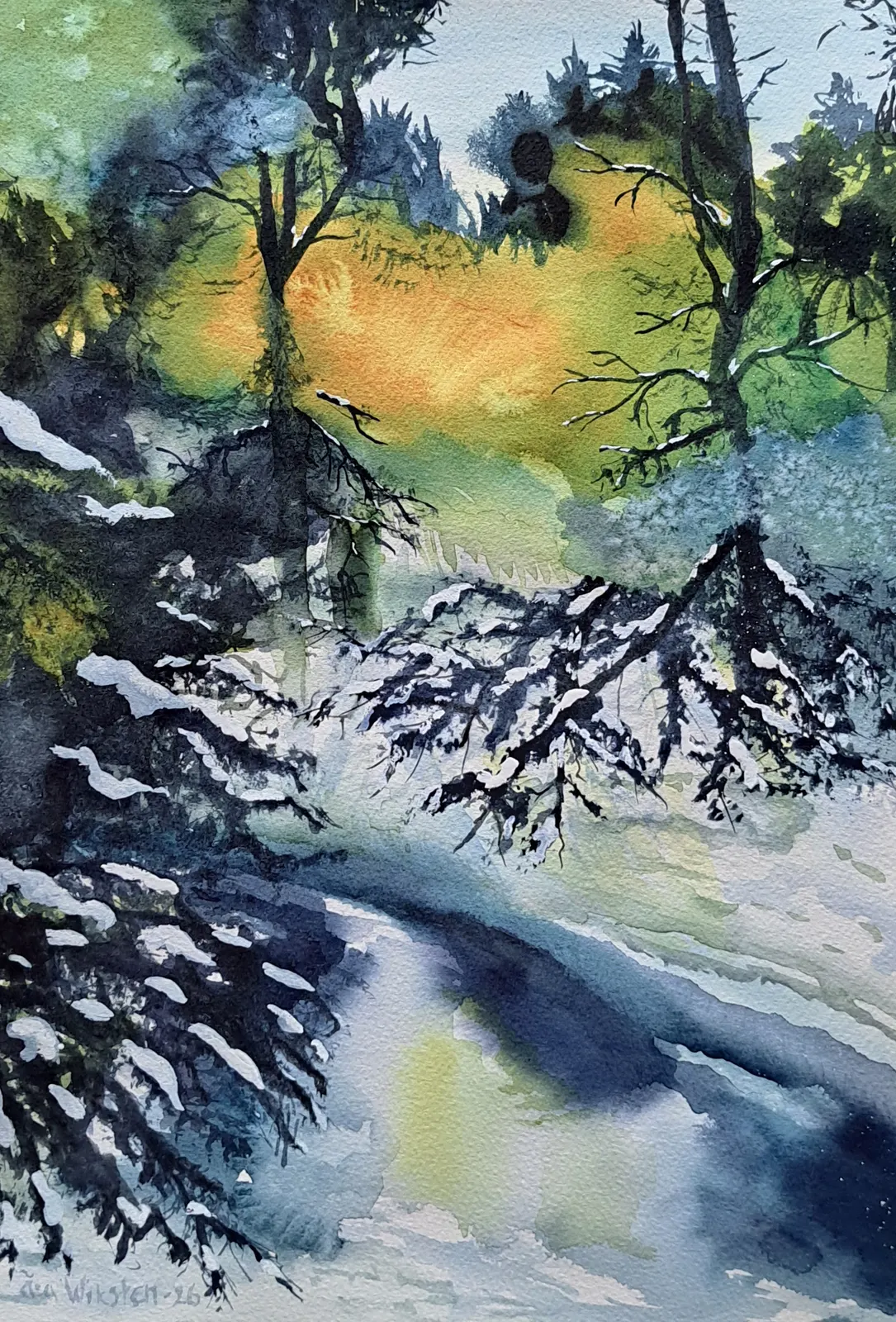 Akvarell Breathe in The Forest Magic av Åsa Wiksten