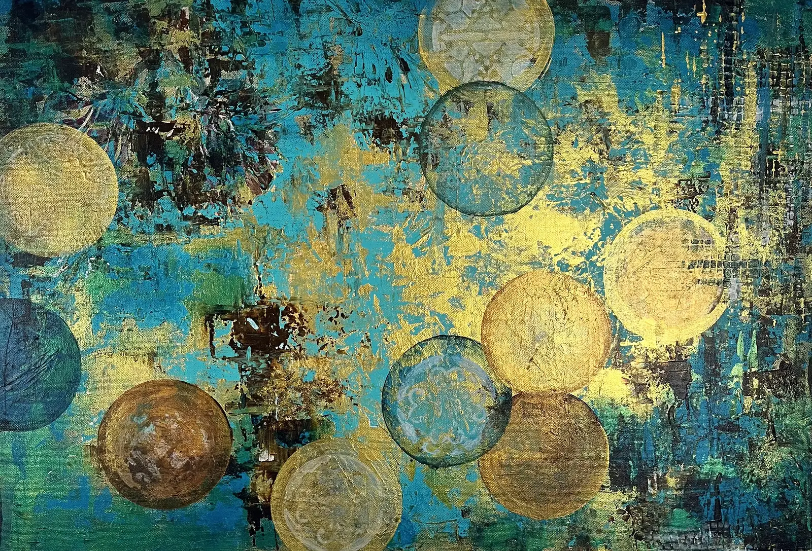 Akrylmålning Cirklar av tid av Marie Duclos