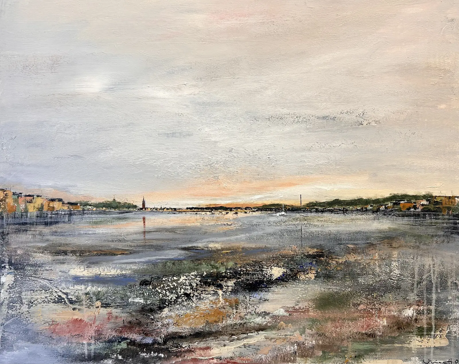 Akrylmålning Där stad möter landskap av Ulrica Halling Olsson_art Stockholm