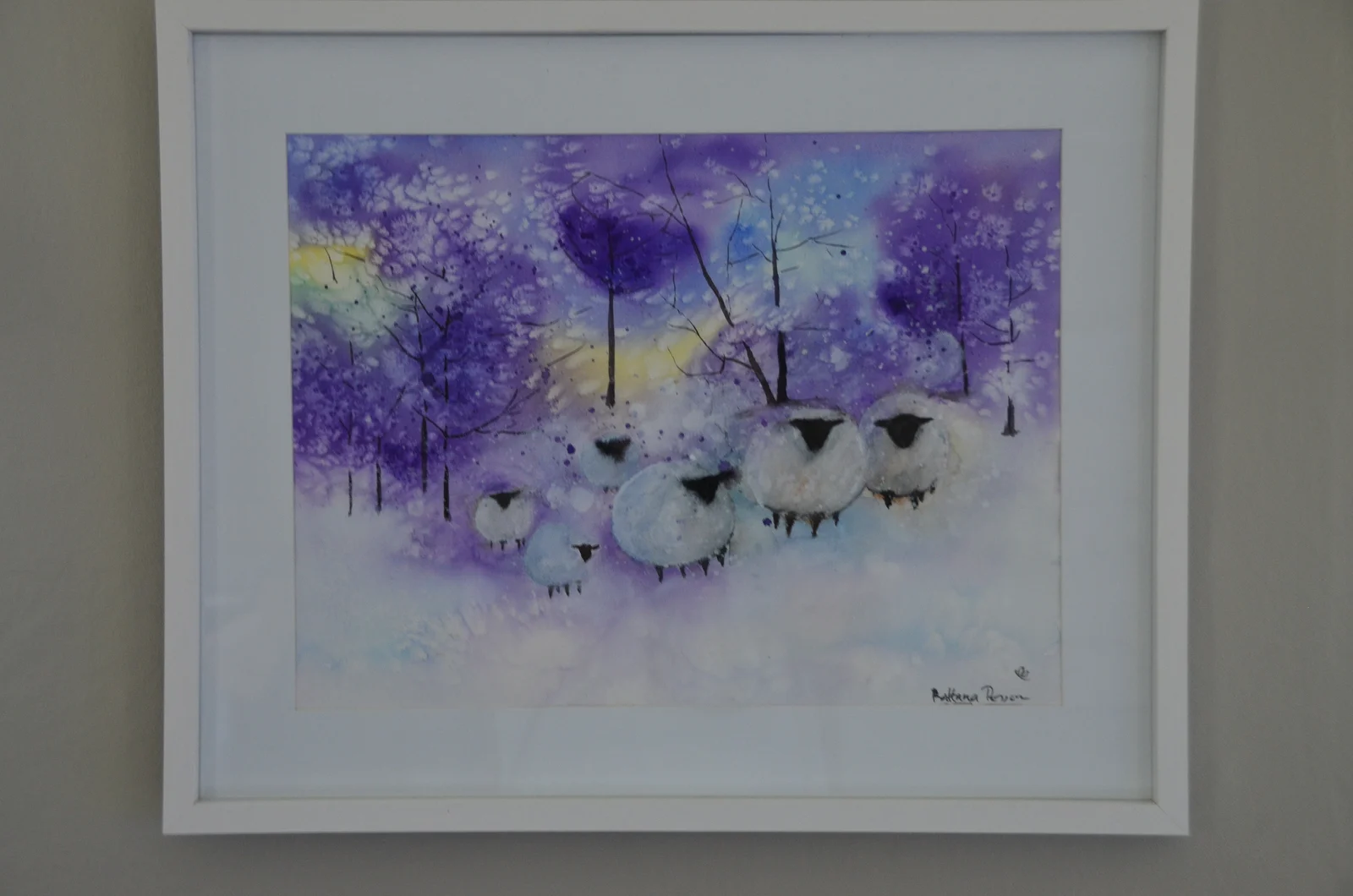 Akvarell Purple snow av Rattana Persson