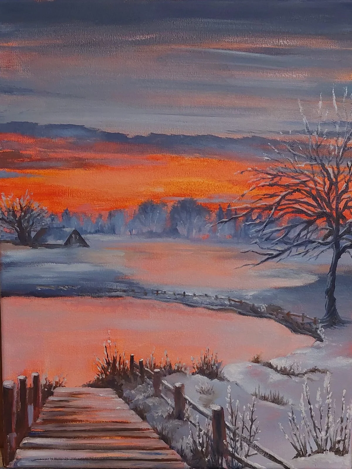 Oljemålning Ice flowers av Marika Soldati