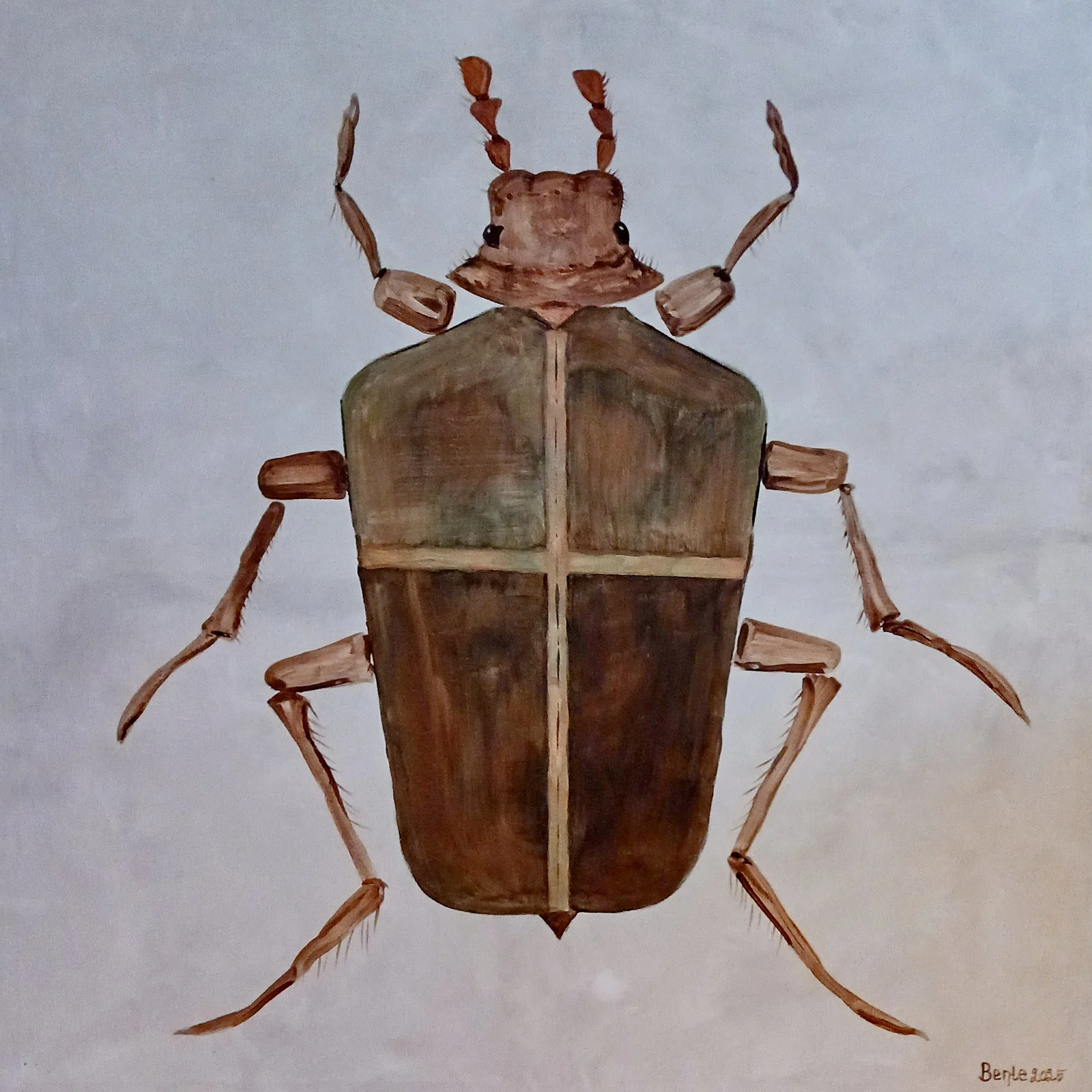 Akrylmålning Korsbagge på promenad av Bente Mellquist Danielson