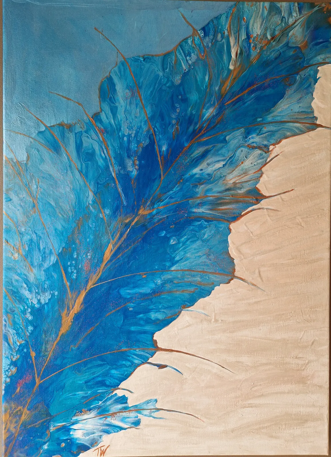 Akrylmålning Feathers of blue av Art_by_theresew Vesterlund