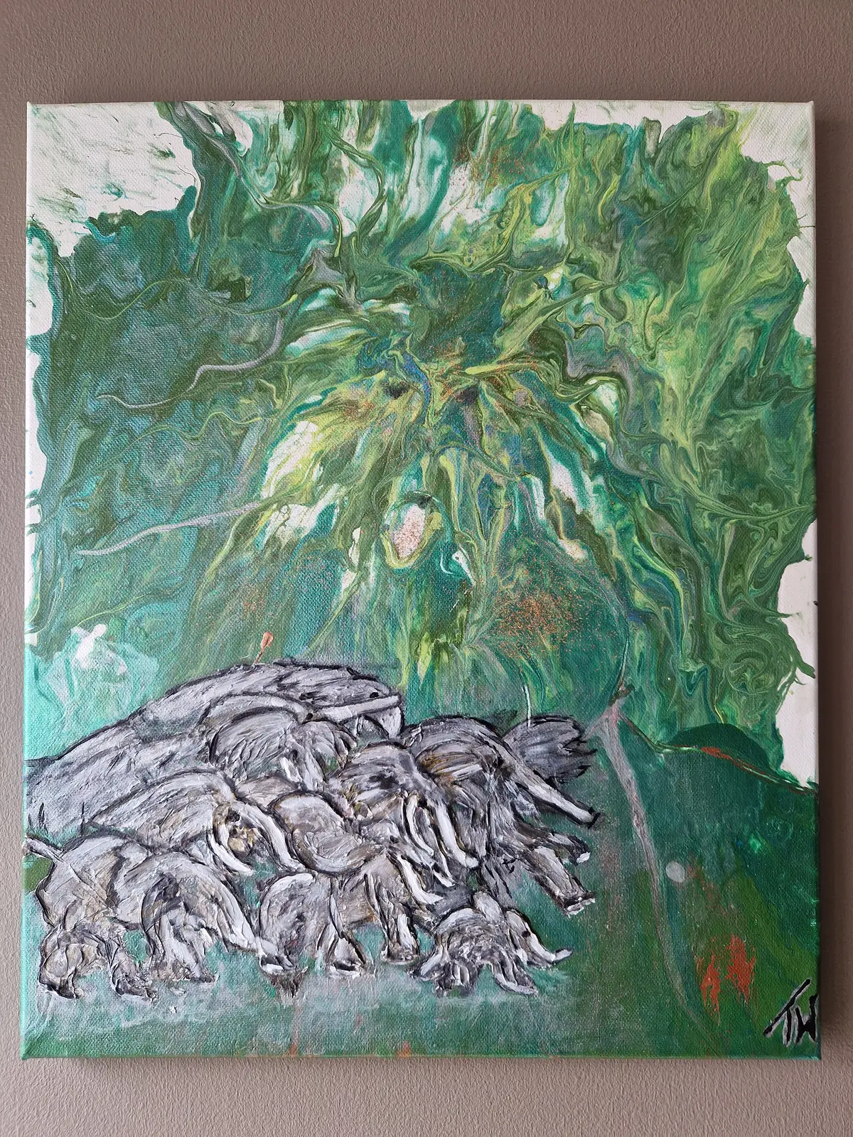Akrylmålning Elephants on the run av Art_by_theresew Vesterlund