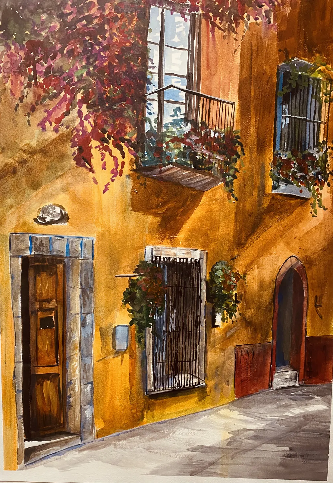 Akvarell En fransk gata av Christina Ljungberg