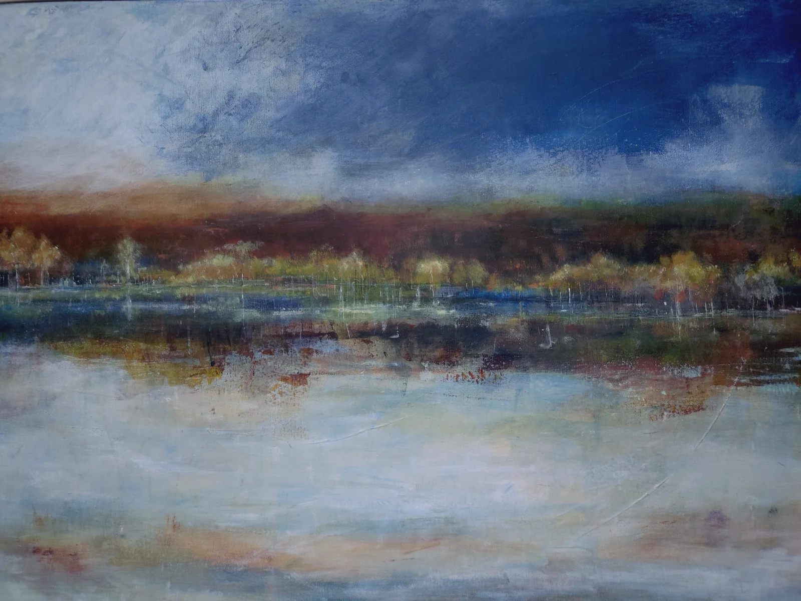 Akrylmålning Älgsjön av Britt-Marie Torgilsman