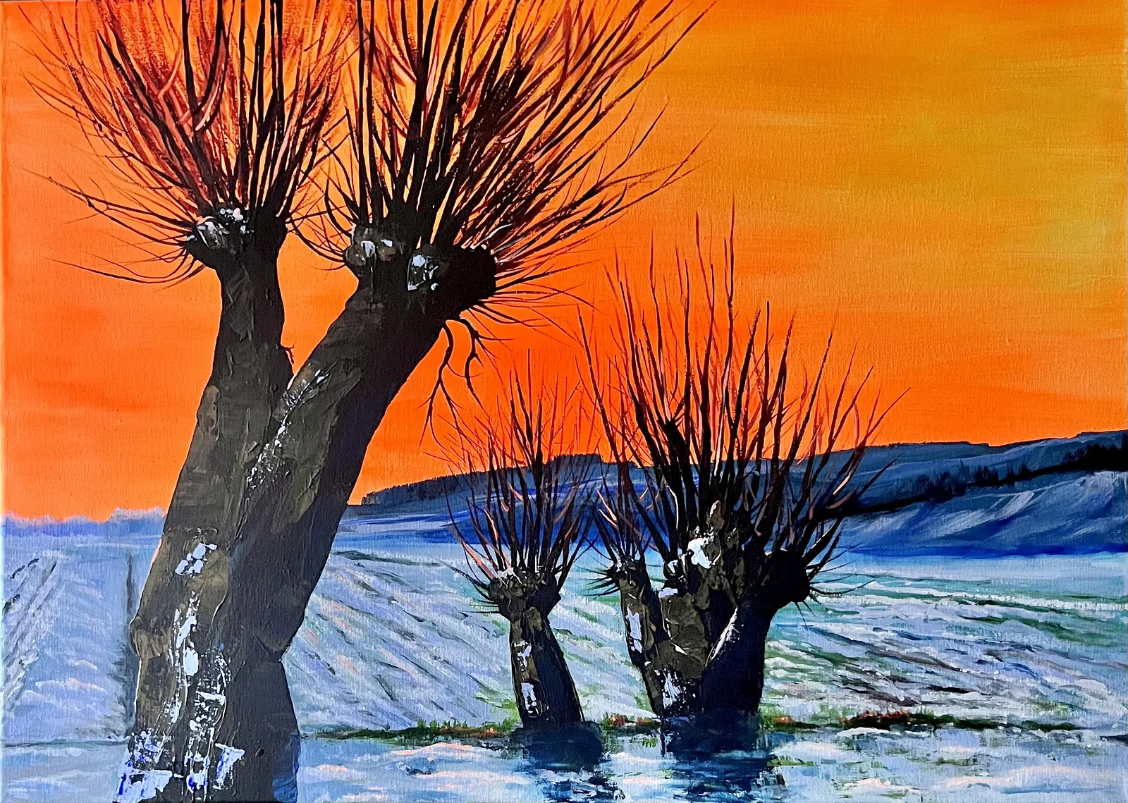 Akrylmålning Pilar av Louise Östberg