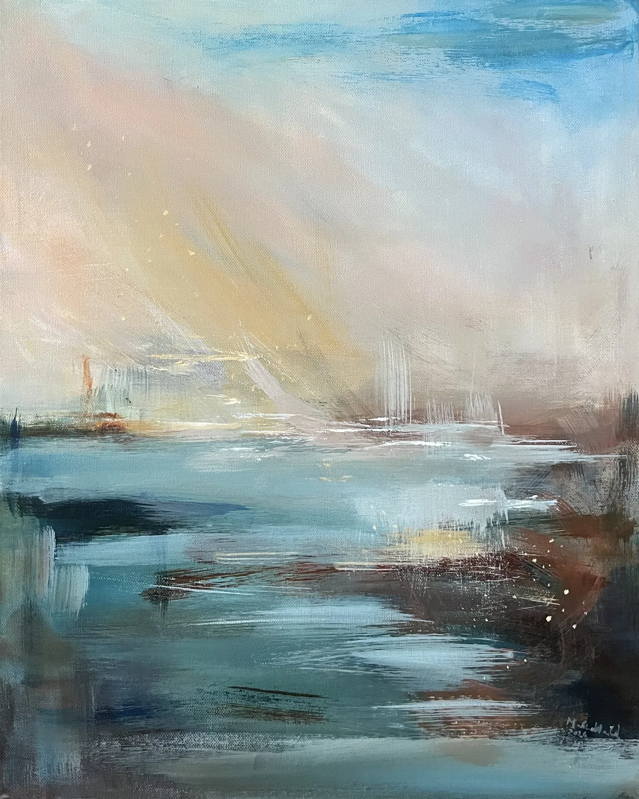 Akrylmålning Sparks of gold av Matilda Wadenbäck