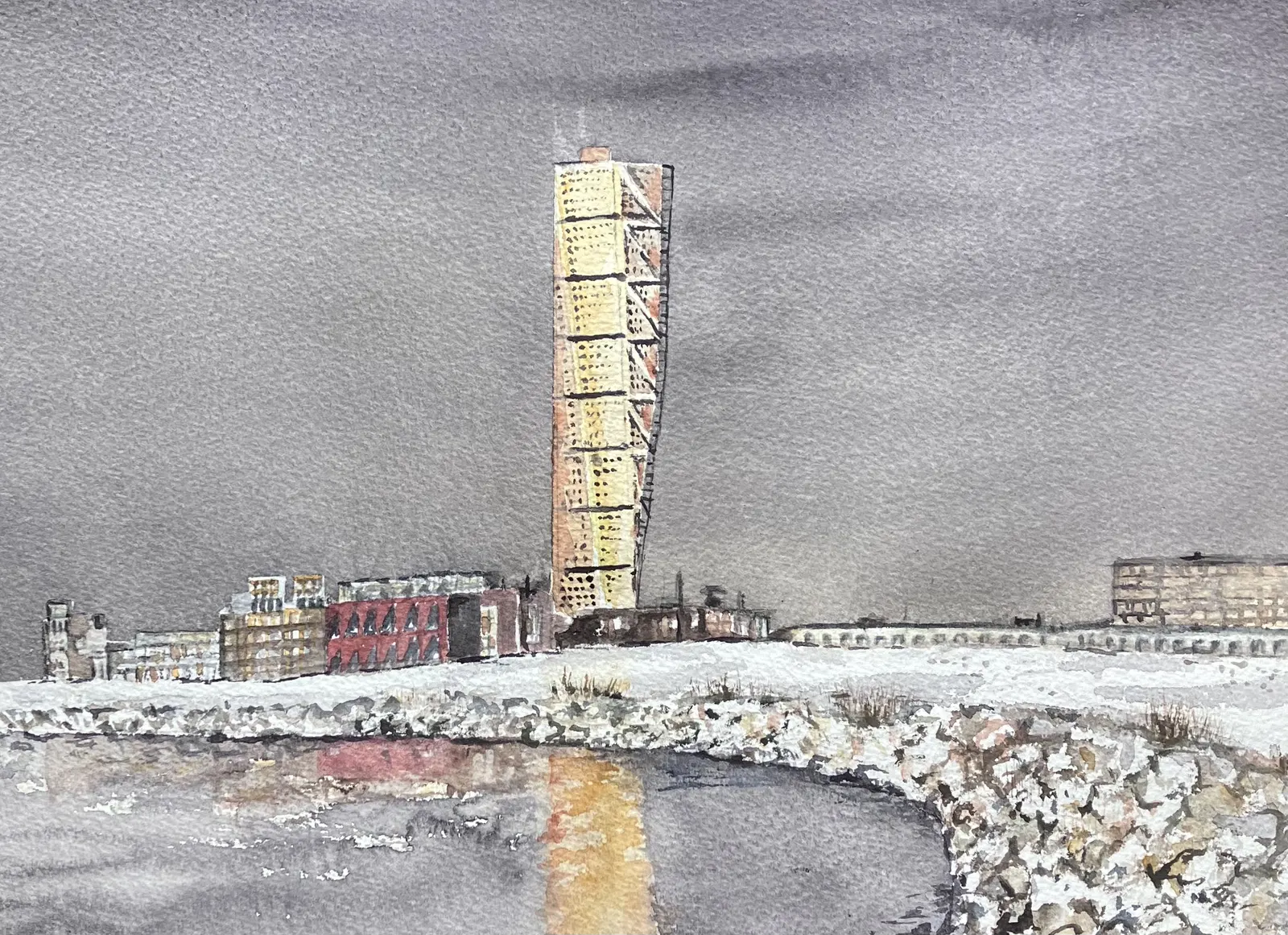 Akvarell Turning torso av Kristina Hvam