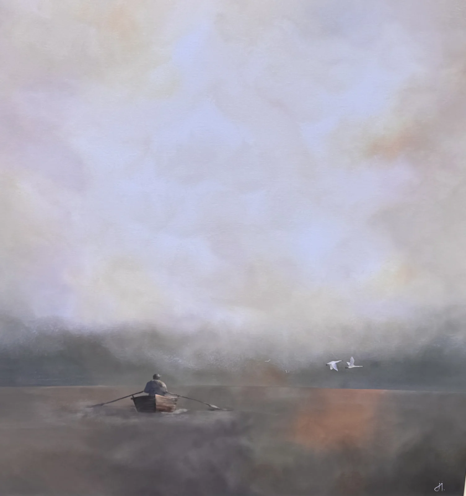 Akrylmålning Snart tar skymningen plats av Jenny Jonesjö