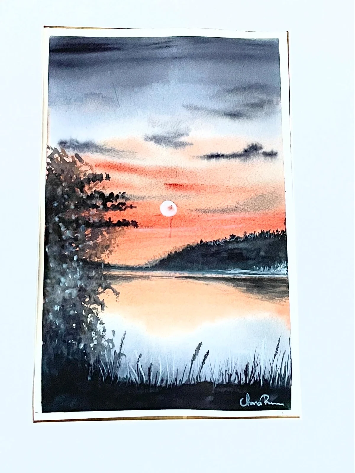 Akvarell Sunset av Anna Roos Friden